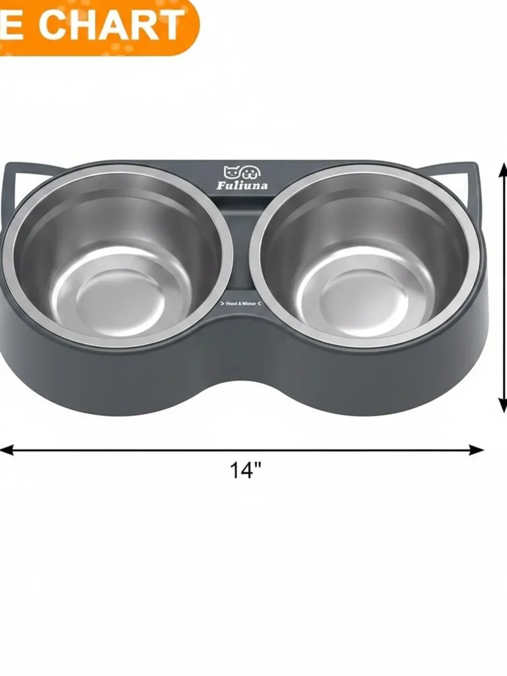 Fuliuna Heated Cat Bowl, Heated Pet Bowl with Double Stainless Steel Bowls 23 OZ
